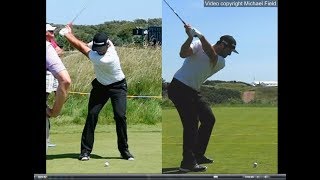 Jon Rahm golf swing  Long Iron faceon amp downtheline July 2017 [upl. by Aneehs]