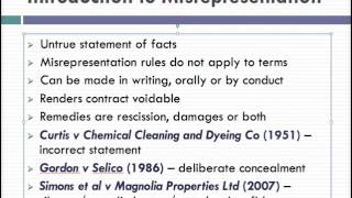 Misrepresentation Lecture 1 of 4 [upl. by Gebelein]